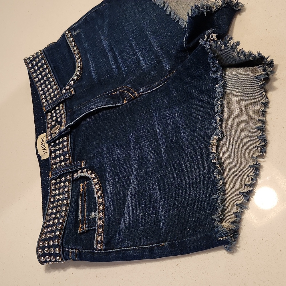 L'AGENCE Women's Zoe Dome Studded Denim Jean Shorts 25" Waist - Picture 5 of 9